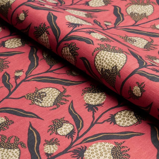Schumacher Schumacher x Marian Mcevoy Thistle Vine Fabric In Red & Gold For Sale - Image 4 of 5