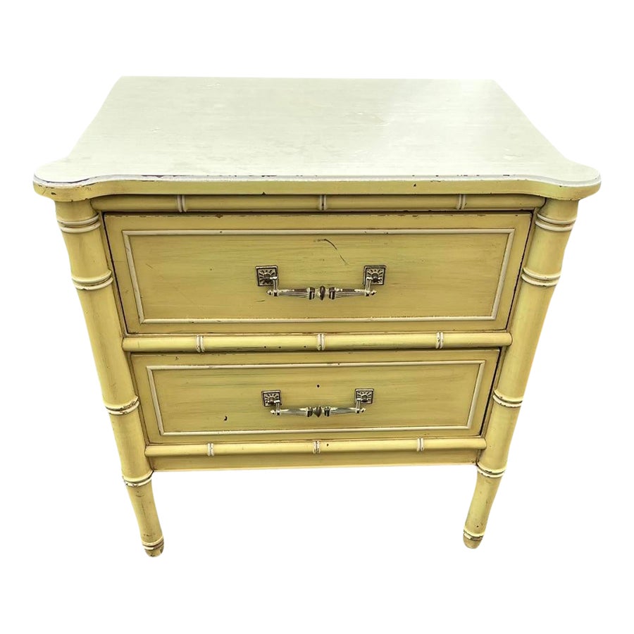 Vintage Henry Link Bali Hai Faux Bamboo Nightstand Side Table Chairish