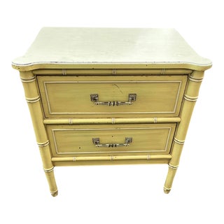 Vintage Henry Link Bali Hai Faux Bamboo Nightstand Side Table For Sale