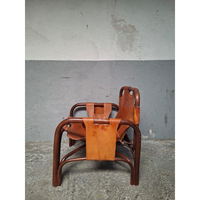 Vintage Safari Chairs in Leather and Bamboo by Tito Agnoli, 1970, Set of 2 For Sale - Image 14 of 18