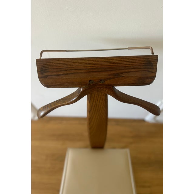 Authentic vintage oak valet chair manufactured by The Setwell Company (Michigan), dated April 14, 1967 (original label...