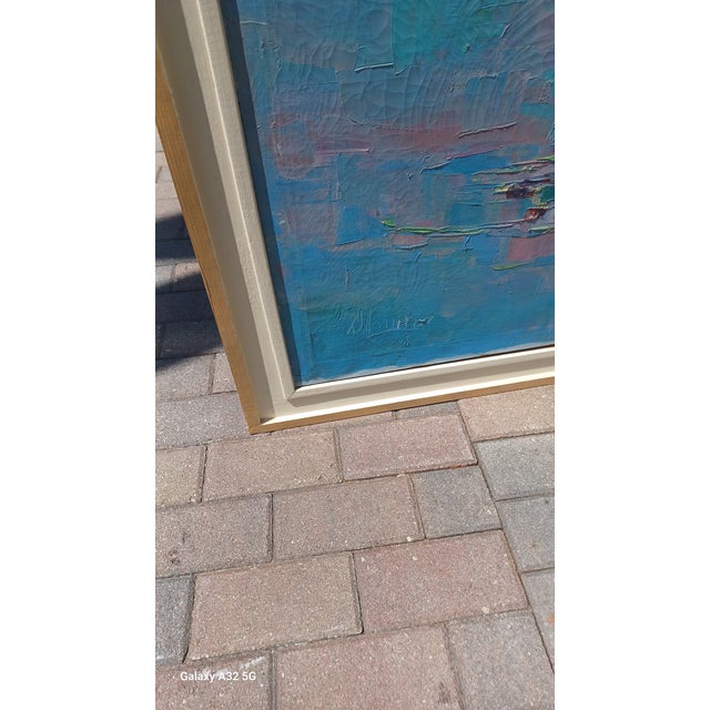 Mid 20th Century Vintage Oil on Canvas Impressionism Painting of Man at Sea For Sale - Image 5 of 7