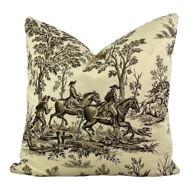 Harwood Toile Du Jouy Hunting Scene Attributed to Cowtan and Tout For Sale