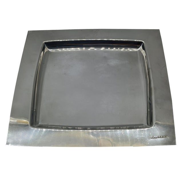 Mid-Century Modern Square Silver-Plated Tray by Sami Wirkkala for Cleto Munari, Italy, 1980s For Sale - Image 3 of 8