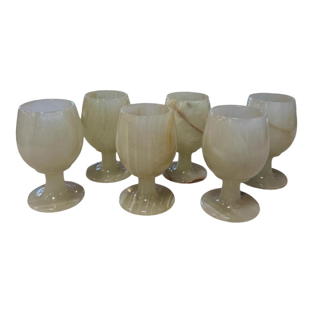 1970s Marble Goblets / Chalice Glasses - Set of 6 For Sale