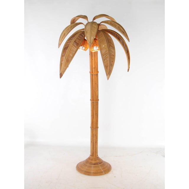 Palm Tree Floor Lamp in Rattan For Sale - Image 11 of 18