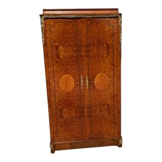 Late 19th Century Antique French Louis XV Walnut Inlay Wardrobe For Sale
