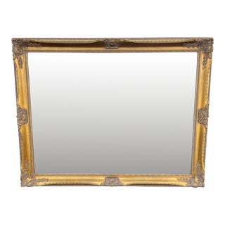 1980s Carolina Mirror Company Golden Beveled Glass Rectangular Wall Mirror For Sale