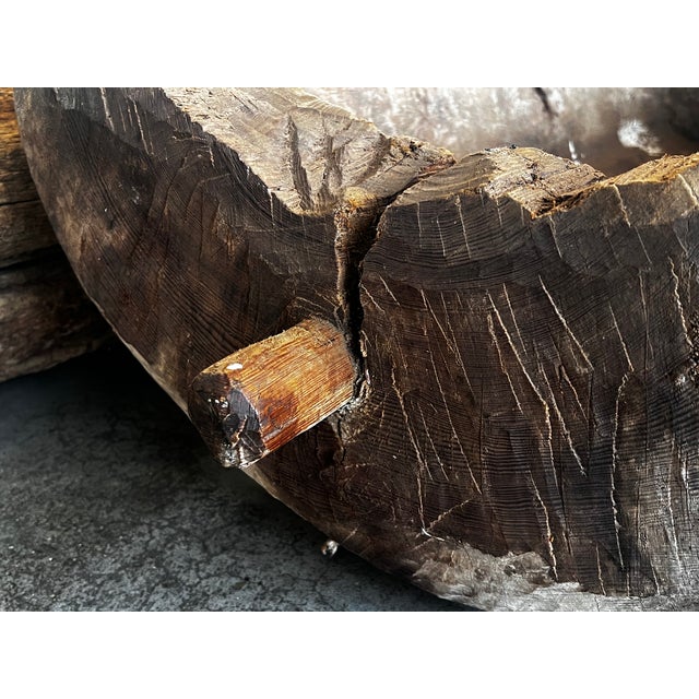 Wood Spanish Antique & Brutalist Hollowed Out Tree Trunk Wooden Planter, 1700 For Sale - Image 7 of 8