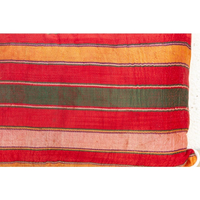 1970s Mahi Striped Gujarati Mashru Lumbar Pillow For Sale - Image 5 of 7
