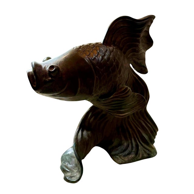 Vintage Bronze Fantail Goldfish Sculpture For Sale In Tampa - Image 6 of 7