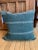 2020s Wool Large Square Pillow in Teal Blue & White Stripe For Sale - Image 5 of 10