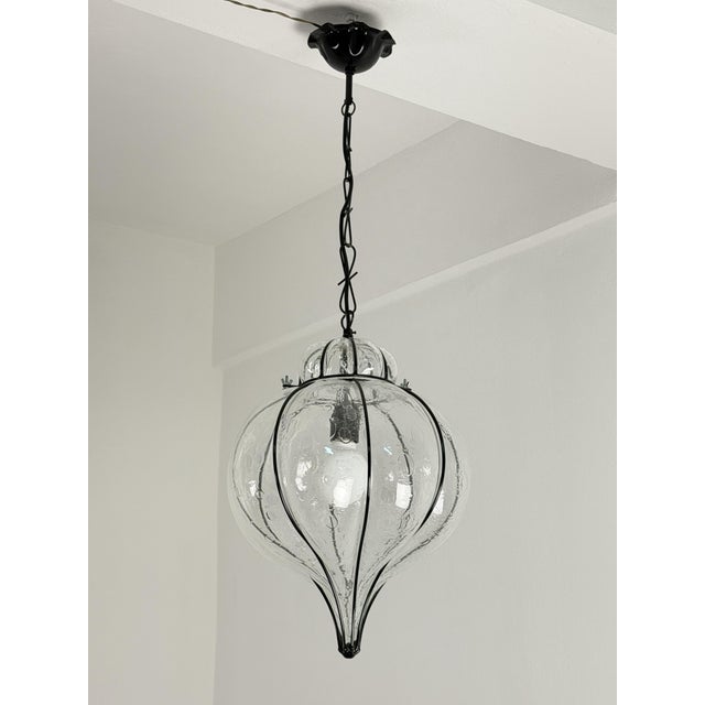 Venetian Lantern in Caged Murano Glass, 1980s For Sale - Image 10 of 10