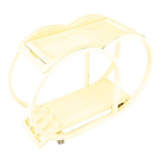 Mid Century Rounded White Plastic Bar Serving Cart For Sale