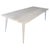 Reclaimed teak wood dining table with modern lines set on a mid century style base. White washed revealing the beautiful...