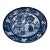 Vintage Chinese Porcelain Blue Decorated Charger With a Brass Rim, Circa 1930's For Sale