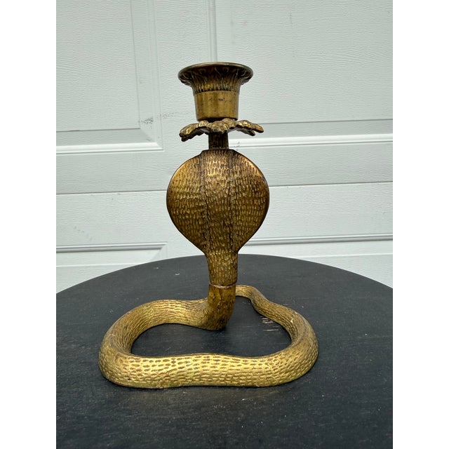 Cobra Snake Brass Tone Candle Holder For Sale In Milwaukee - Image 6 of 6