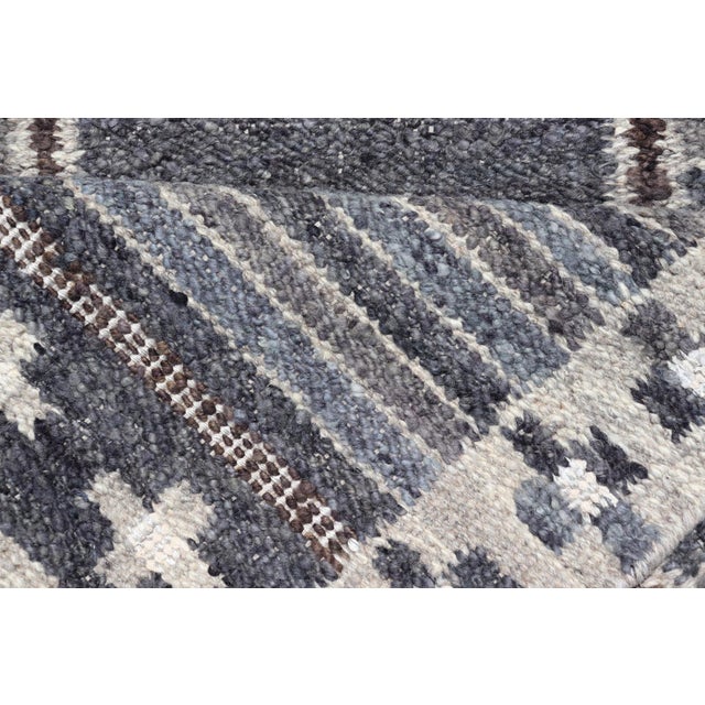 Modern Scandinavian/Swedish Design Rug in Blue, Charcoal, Gray and Cream For Sale - Image 12 of 13