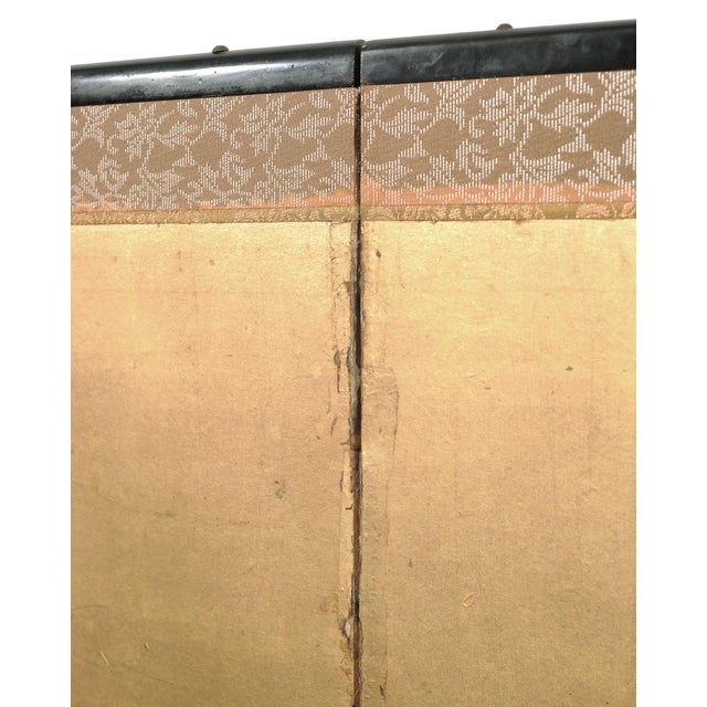 Early 20th Century Early 20th Century Japanese Showa Four-Panel Screen Autumn Landscape Rooster & Hen For Sale - Image 5 of 18