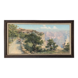 Grand Canyon With El Tovar Hotel, by Louis Akin, 1906 – Framed Chromolithograph For Sale