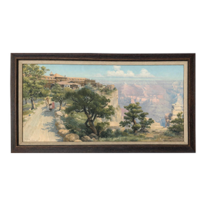 Grand Canyon With El Tovar Hotel, by Louis Akin, 1906 – Framed Chromolithograph