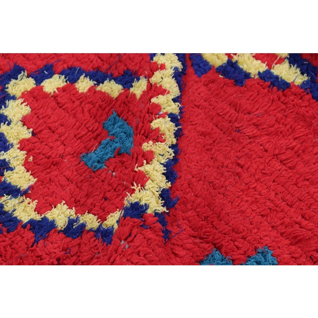 Textile Vintage Moroccan Runner Rug in Red With Diamond Medallions - Rug & Kilim For Sale - Image 7 of 8