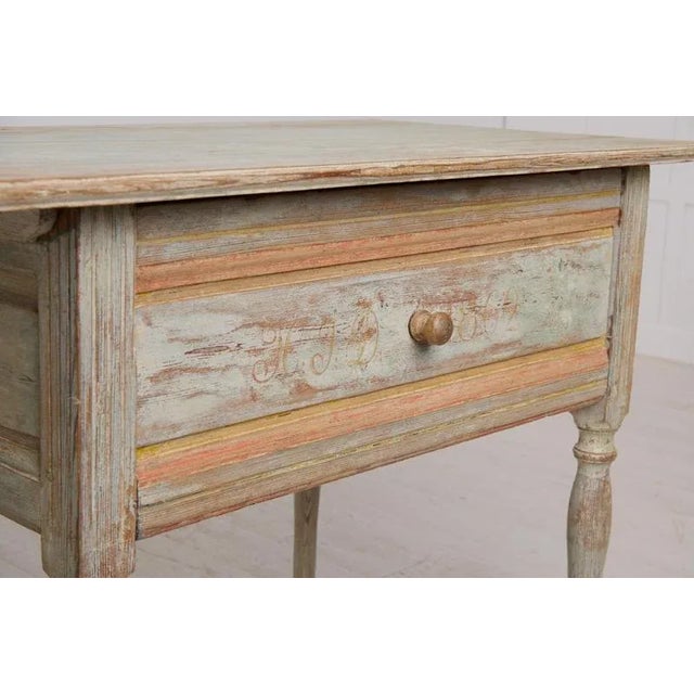 Swedish Folk Art Side Table with Large Drawer For Sale - Image 8 of 13
