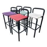 80s Postmodern “Rubber Bar Stools” – Set of 5 – Attributed to Brian Kane for Metropolitan Furniture For Sale