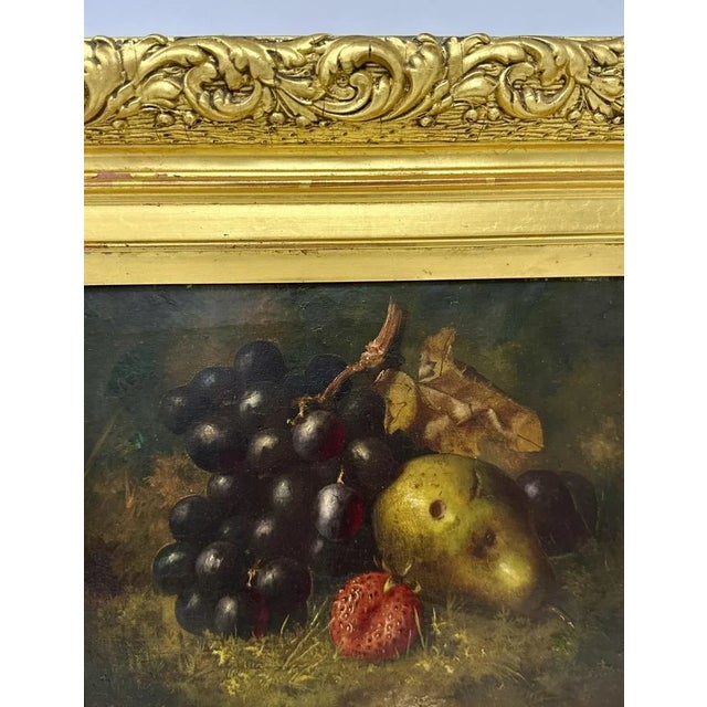 Antique Still Life Fruits Oil on Canvas English Oil Painting Giltwood Frame For Sale - Image 6 of 9