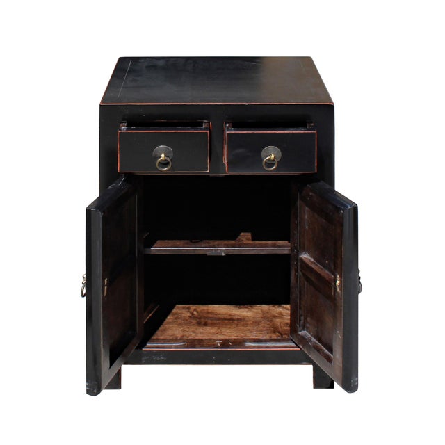 Oriental Distressed Black Lacquer Side End Table Nightstand Chairish