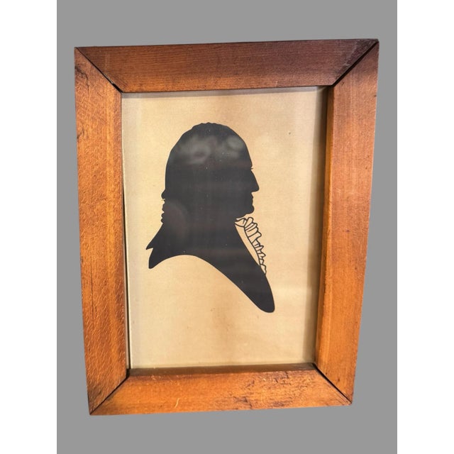 Pair Primitive Antique Country Folk Art Silhouettes George & Martha Washington For Sale - Image 4 of 8