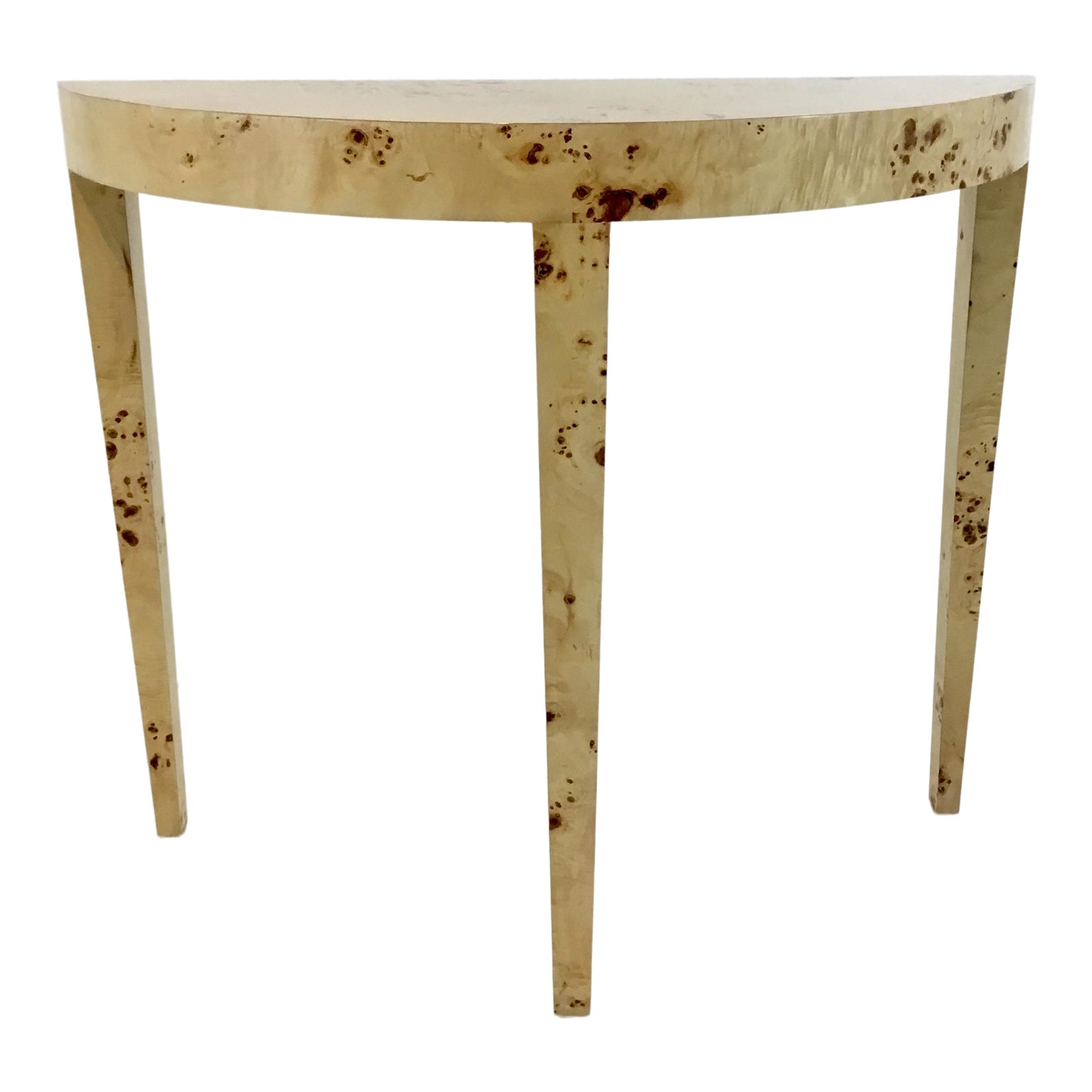 Ave Home Modern Blonde Burl Wood Chloe Demi Lune Console Table