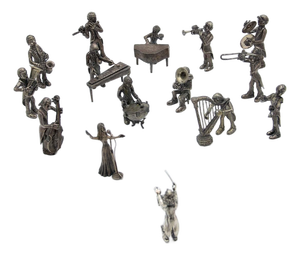 Musicians in Silver with Conductor, Set of 15