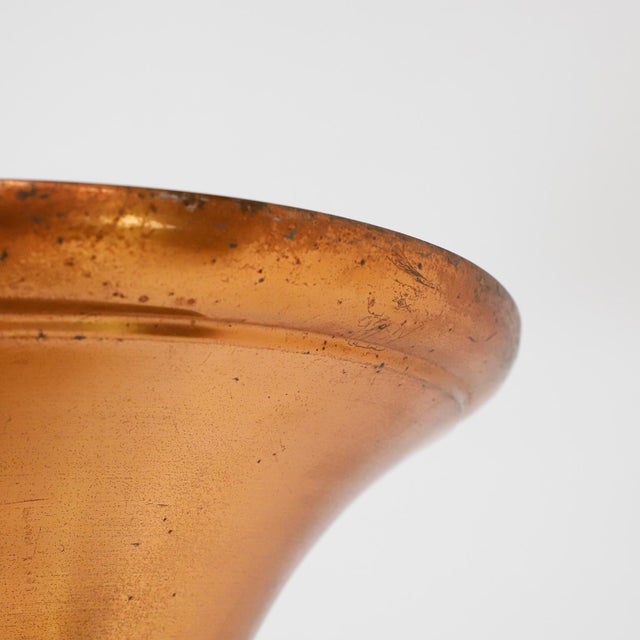 Art Deco 1920s Art Deco Cooper & Wood Detail Torchiere Floor Lamp For Sale - Image 3 of 6