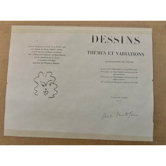 1940s 1941 Themes Et Variations Signed, Numbered, Matted, Framed Lithograph by Henri Matisse Still Life 2 Vases of Flowers For Sale - Image 5 of 5