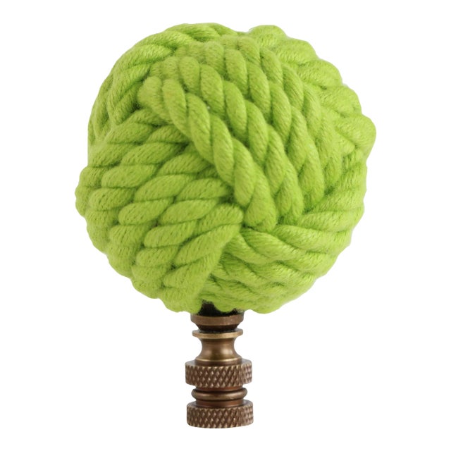 Nautical Knot Lamp Finial in Grass Green on Bronze Hardware For Sale