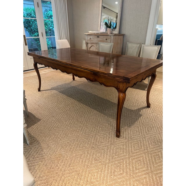 Late 20th Century French Regence Provincial-Style Walnut Draw Leaf Table For Sale - Image 10 of 12