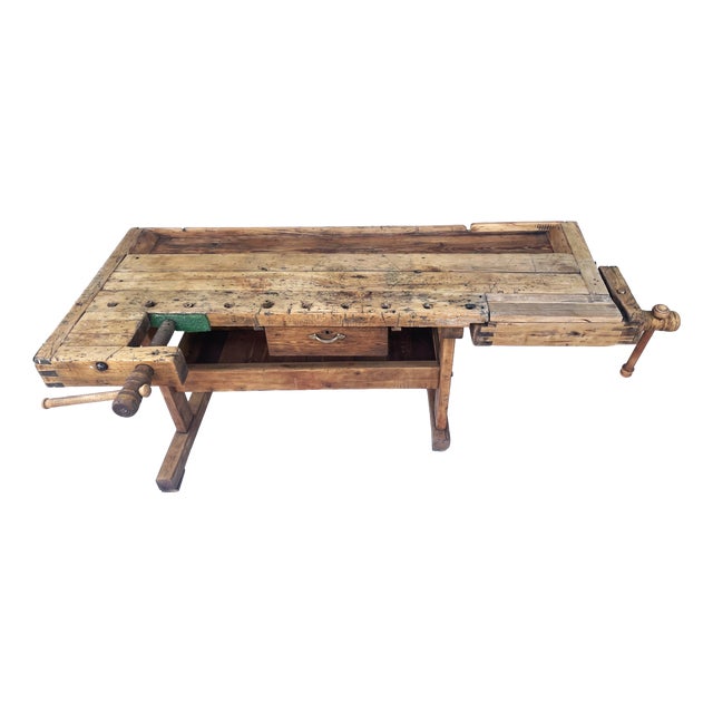 Carpenters Workbench with Drawer and Trough, 1900s For Sale