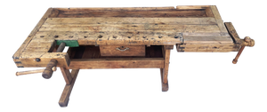 Carpenters Workbench with Drawer and Trough, 1900s