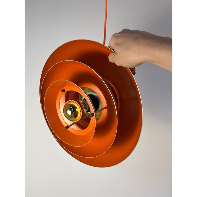 Danish Gold Orange Slatted Lamp For Sale - Image 6 of 11