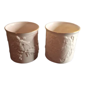 1980s Mikasa Usa Ivory Fine Porcelain Candle Holders- Set of 2