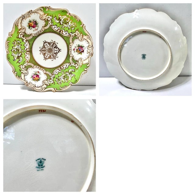 Vintage Apple Green English Coalport Dinner Plates - Set of 7 For Sale In Louisville - Image 6 of 11