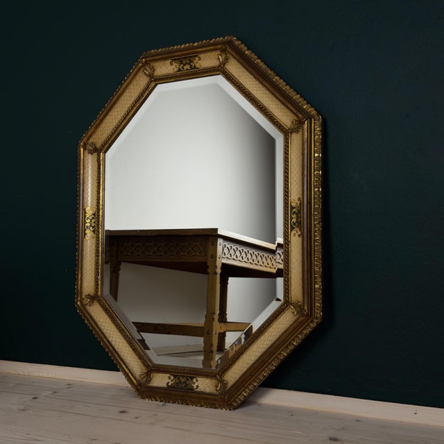 Vintage Large Wooden Wall Mirror, Italy, 1930s For Sale - Image 4 of 18