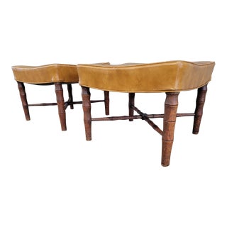 Pair Solid Turned Mahogany Footstools Circa. 1950'sottom For Sale