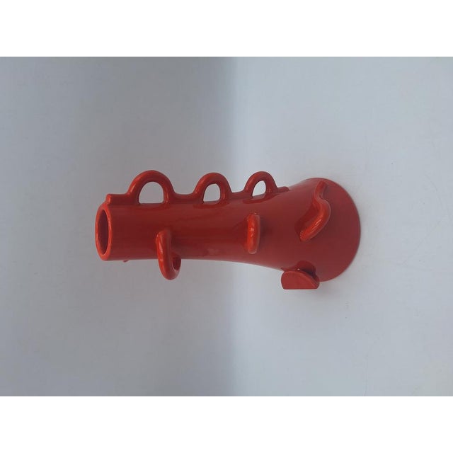 Dealbata 9552 Vase in Orange Glazed Clay by Alessandro Mendini for Zanotta, 1986, in Flawless conditions. Designed 1980 to...