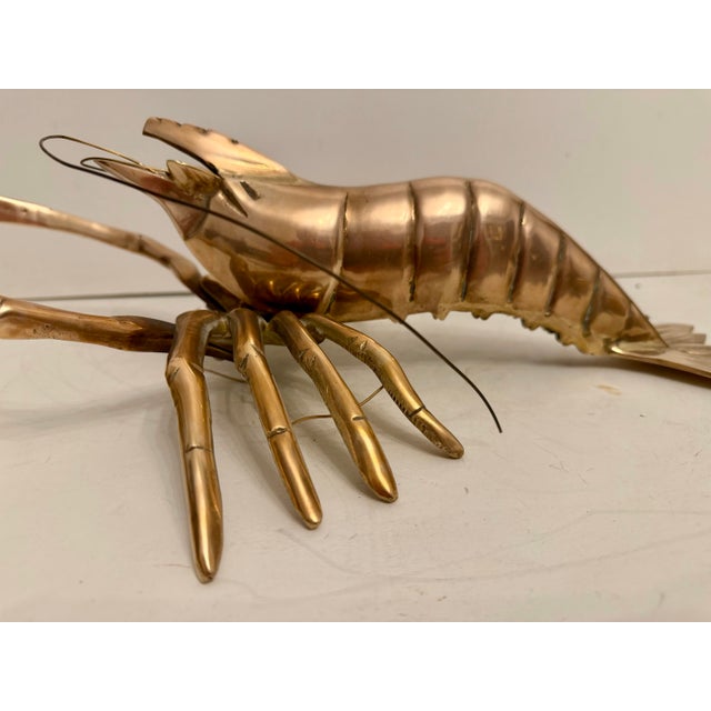 1970s Giant Brass Crawfish or Lobster Sculpture, Hollywood Regency Style For Sale - Image 5 of 12