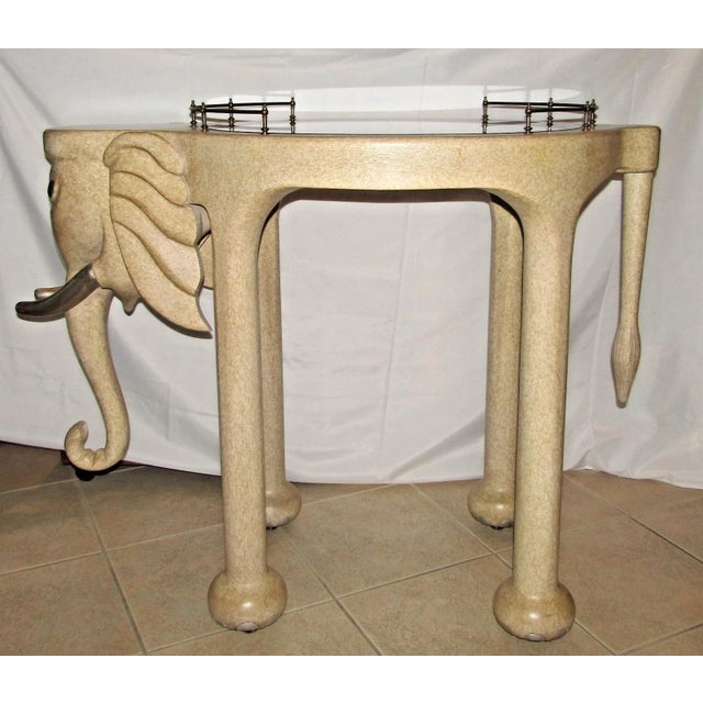 Hand Carved Wood Elephant Rolling Bar Cart Table by Marge Carson Circa 1990s For Sale - Image 9 of 18