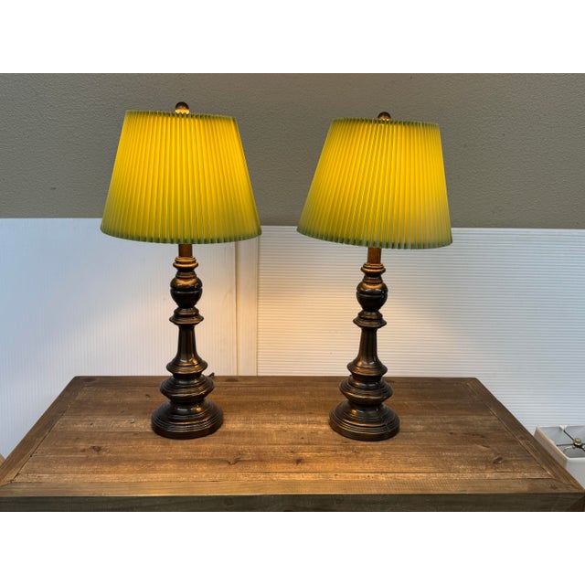 Traditional Turned Dark Bronzed Table Lamps, Pair For Sale - Image 4 of 12
