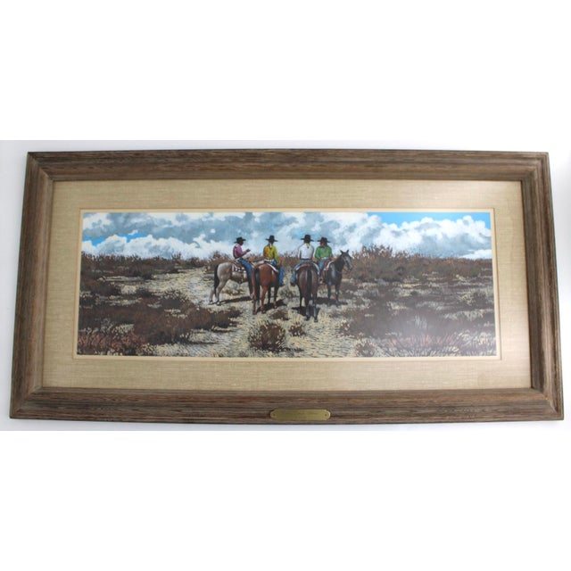 1980s l.b. Porter Original Western Painting, Signed, Cowboys Horses Texas Artist For Sale - Image 5 of 12