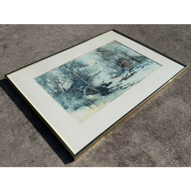 “White Birch” Original Signed Watercolor by Vivian Chasey, Framed For Sale - Image 4 of 12